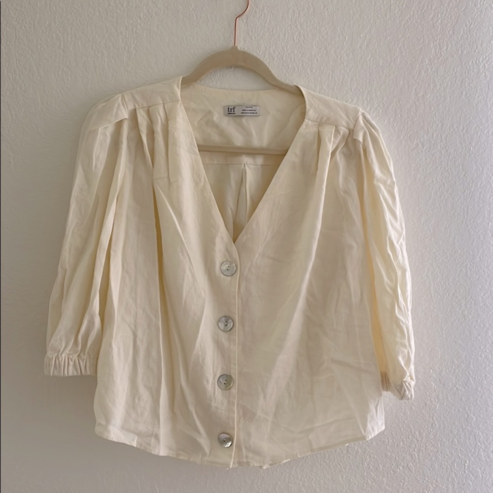 Zara, off-white blouse. Beautiful button details